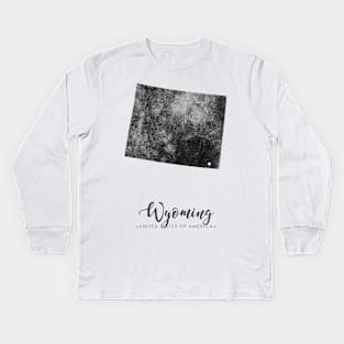 Wyoming state map Kids Long Sleeve T-Shirt